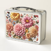 Mooi bloemontwerp - metalen lunchbox (Achterkant)