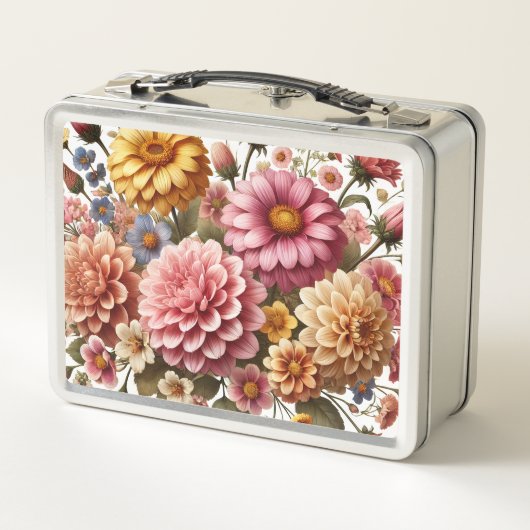 Mooi bloemontwerp - metalen lunchbox (Achterkant)