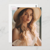 Mooi Blond in Roze Briefkaart (Voorkant / Achterkant)