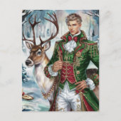 Mooi blond man en een kerstrendier briefkaart (Voorkant)