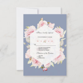 Mooi blozend bloem geometrisch stoffig blauwe trou RSVP kaartje