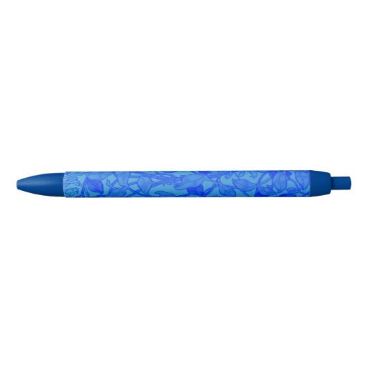 Mooi Blue Honeysuckle Pattern van W. Morris Zwarte Inkt Pen (Voorkant)
