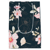 Mooi Blush Bloemen Patroon Blauw Medium Cadeauzakje (Achterkant)