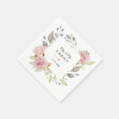 Mooi Blush Roze Bloemige Bloeiende Bruiloft Servet (Hoek)