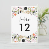 Mooi Boeket Bruiloft Tafel Nummer Uitnodiging (Staand voorkant)