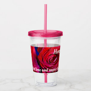 Mooi boeket rode rozen acryl drinkbeker