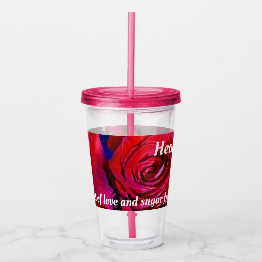 Mooi boeket rode rozen acryl drinkbeker (Voorkant)