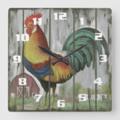 Mooi Boerderijen huis Country Rooster Wandklok (Voorkant)