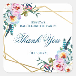 Mooi Boho Bloemachtig Bruidsmeisjesfeest Vierkante Sticker