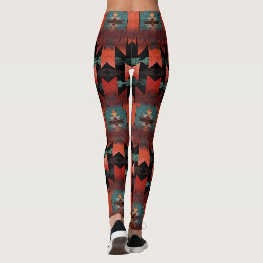 Mooi Boho Southwestern Style Pattern Leggings (Achterkant)