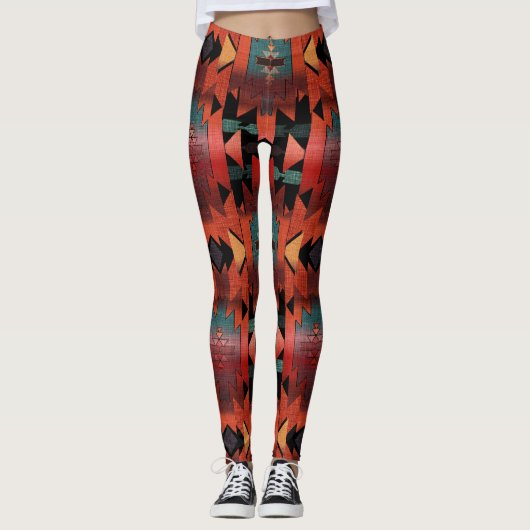 Mooi Boho Southwestern Style Pattern Leggings (Voorkant)