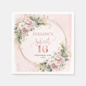 Mooi Boho Stof Roze Bloem Sweet 16 Servetten (Voorkant)
