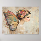 Mooi Boho Vlinder Fee Pastel Watercolor Kunst Poster (Voorkant)