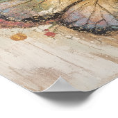 Mooi Boho Vlinder Fee Pastel Waterverf Kunst Poster (Hoek)