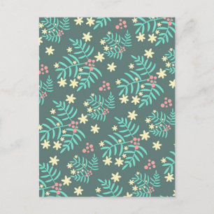 Mooi botanisch blad en blauwe bessen patroon briefkaart