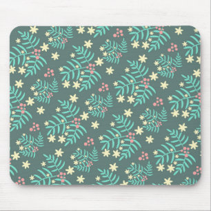 Mooi botanisch blad en blauwe bessen patroon muismat