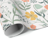 Mooi Botanisch Bloemen Patroon Cadeaupapier (Rol Hoek)