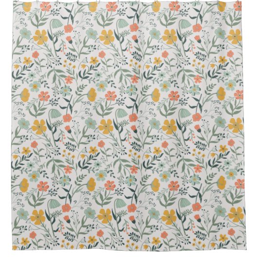 Mooi Botanisch Bloemen Patroon Douchegordijn (Voorkant)