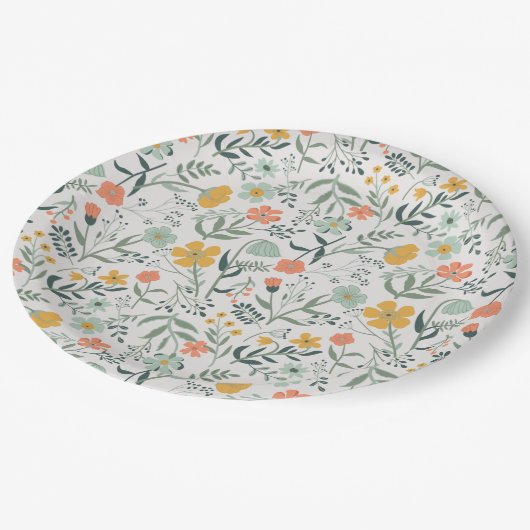 Mooi Botanisch Bloemen Patroon Papieren Bordje (Gekanteld)