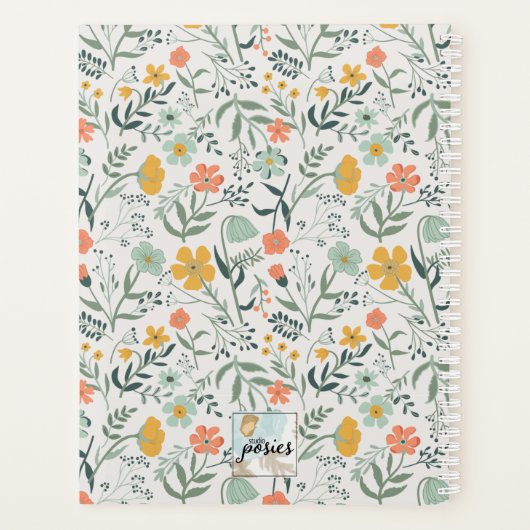 Mooi Botanisch Bloemen Patroon Pas Naam aan Planner (Achterkant)