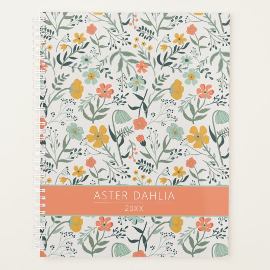 Mooi Botanisch Bloemen Patroon Pas Naam aan Planner (Voorkant)