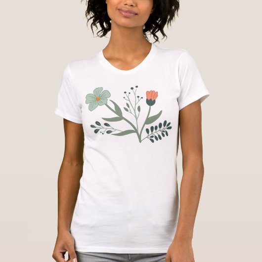 Mooi Botanisch Bloemen Patroon T-shirt (Voorkant)