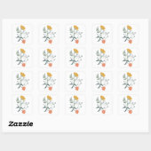 Mooi Botanisch Bloemen Patroon Vierkante Sticker (Vel)