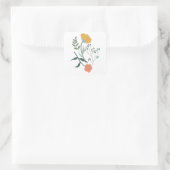 Mooi Botanisch Bloemen Patroon Vierkante Sticker (Tas)