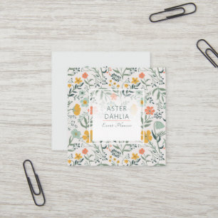 Mooi Botanisch Bloemen Patroon Vierkante Visitekaartje