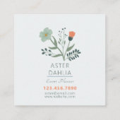 Mooi Botanisch Bloemen Patroon Vierkante Visitekaartje (Achterkant)