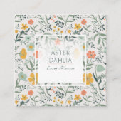 Mooi Botanisch Bloemen Patroon Vierkante Visitekaartje (Voorkant)