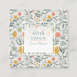 Mooi Botanisch Bloemen Patroon Vierkante Visitekaartje