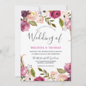 Mooi botanisch blush Floral Elegant Wedding Kaart (Voorkant)