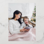 Mooi Botanisch Lijst Foto met kerstrood Folie Feestdagenkaart (Achterkant)