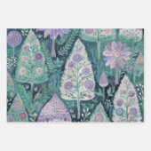 Mooi Botanisch Paarse en Mint Papier Inpakpapier Vel (Voorkant 3)