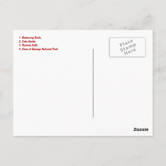 Mooi Briefkaart in Zimbabwe (Achterkant)