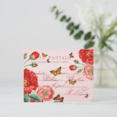 Mooi briefkaart met bloemen en vlinders (Staand voorkant)