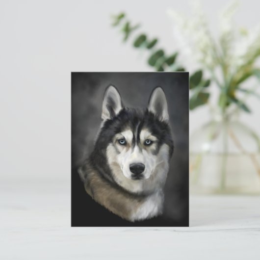 Mooi Briefkaart van Siberian Husky (Staand voorkant)