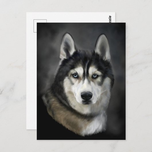 Mooi Briefkaart van Siberian Husky (Voorkant / Achterkant)
