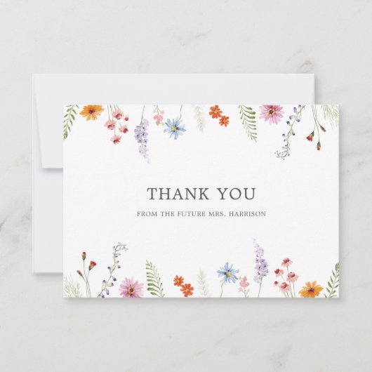 Mooi Bruidsfeestje met Wilde Bloemen Bedankkaart (Voorkant)