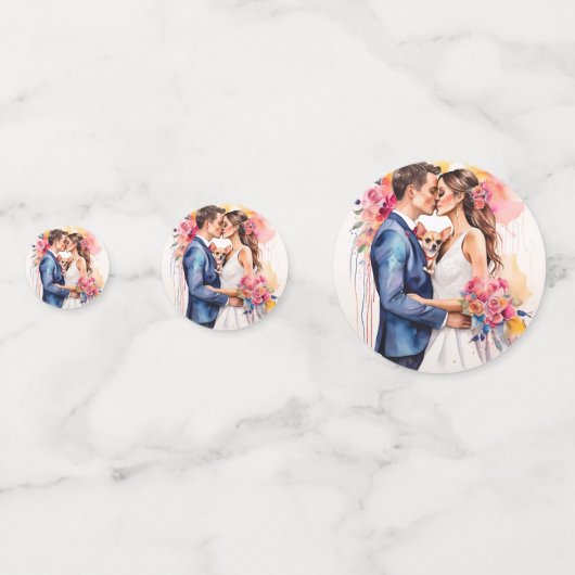 Mooi bruidspaar met Schattige grappig Confetti (Achterkanten)