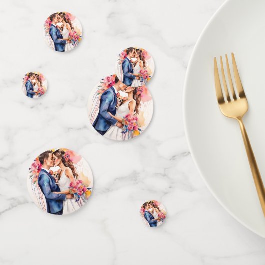 Mooi bruidspaar met Schattige grappig Confetti (Groep)