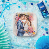 Mooi bruidspaar met Schattige grappig Papieren Bordje (Feest)