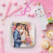 Mooi bruidspaar met Schattige grappig Papieren Bordje (Feest)