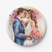 Mooi bruidspaar met Schattige grappig Papieren Bordje (Voorkant)