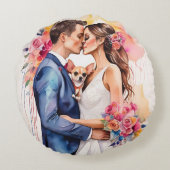 Mooi bruidspaar met Schattige grappig Rond Kussen (Achterkant)