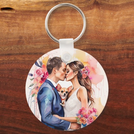 Mooi bruidspaar met Schattige grappig Sleutelhanger (Voorkant)