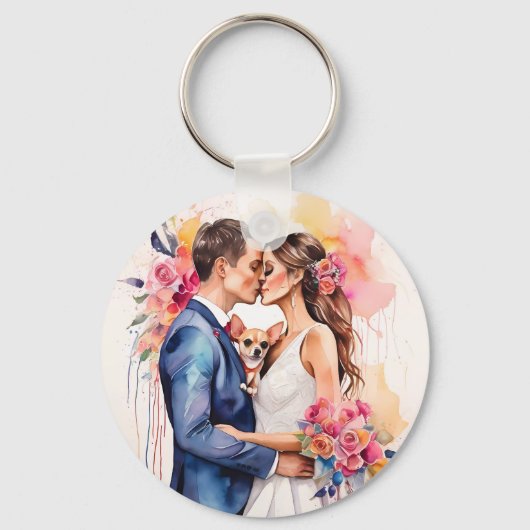 Mooi bruidspaar met Schattige grappig Sleutelhanger (Achterkant)