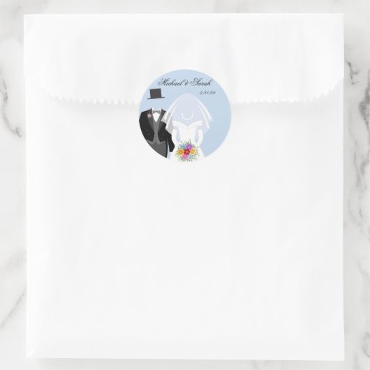 Mooi bruidspaar op blauwe Stickers (Tas)