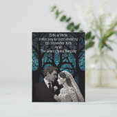 Mooi bruidspaar op een blauwe Boom des Levens Briefkaart (Staand voorkant)